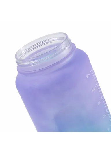2L Portable Outdoor Travel Sports Water Bottle Fitness Straw Cup with Time Marker - Gradient Purple