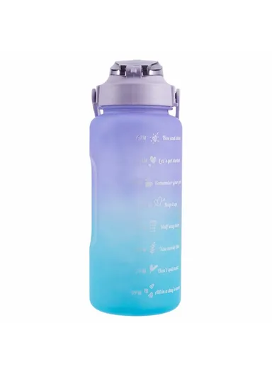 2L Portable Outdoor Travel Sports Water Bottle Fitness Straw Cup with Time Marker - Gradient Purple