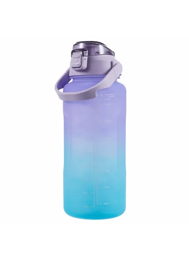 2L Portable Outdoor Travel Sports Water Bottle Fitness Straw Cup with Time Marker - Gradient Purple
