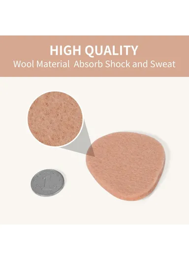 1 Pair Peach Shape Thickened, Half Insoles High Heel Cushion Pads Wool Forefoot Inserts (L7 x W6 x T0.5)cm - White
