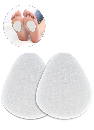 1 Pair Peach Shape Thickened, Half Insoles High Heel Cushion Pads Wool Forefoot Inserts (L7 x W6 x T0.5)cm - White