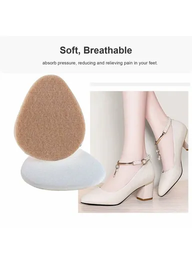 1 Pair Peach Shape Thickened, Half Insoles High Heel Cushion Pads Wool Forefoot Inserts (L7 x W6 x T0.5)cm - Nude