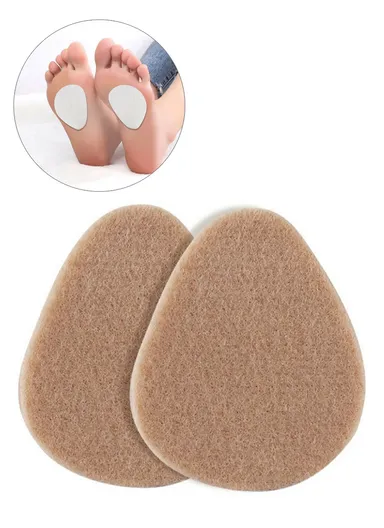 1 Pair Peach Shape Thickened, Half Insoles High Heel Cushion Pads Wool Forefoot Inserts (L7 x W6 x T0.5)cm - Nude