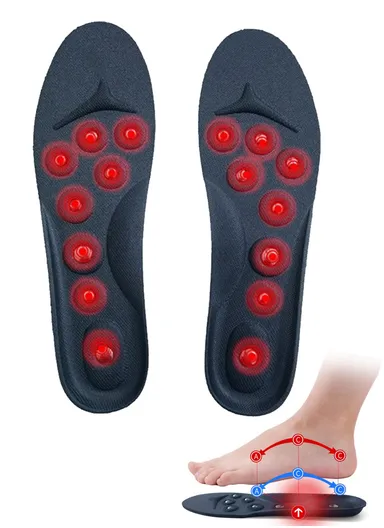 1 Pair 16 Magnetic Stones Massage Insoles, Breathable Sweat-absorbent Arch Support Insoles (L29 x W9)cm / 42-48 - L