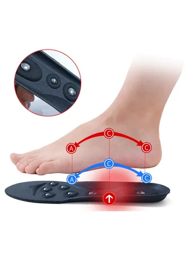 1 Pair 16 Magnetic Stones Massage Insoles, Breathable Sweat-absorbent Arch Support Insoles (L25.5 x W9)cm / 35-41 - S