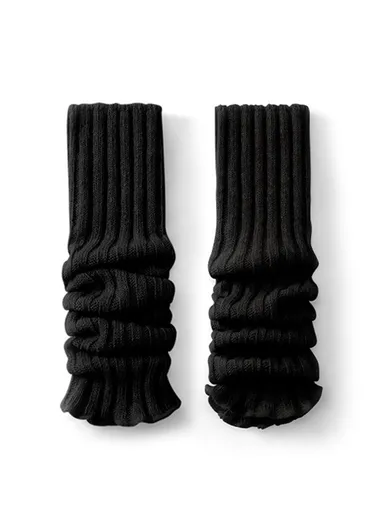 44cm Autumn Winter Knit Leg Warmers, Women's Thermal Leg Socks Boot Cover DWZ03 - Black
