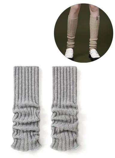 44cm Autumn Winter Knit Leg Warmers, Women's Thermal Leg Socks Boot Cover DWZ03 - Grey