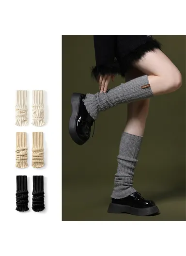 44cm Autumn Winter Knit Leg Warmers, Women's Thermal Leg Socks Boot Cover DWZ03 - Grey