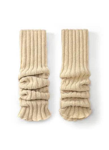 44cm Autumn Winter Knit Leg Warmers, Women's Thermal Leg Socks Boot Cover DWZ03 - Khaki