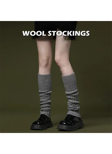 44cm Autumn Winter Knit Leg Warmers, Women's Thermal Leg Socks Boot Cover DWZ03 - Khaki