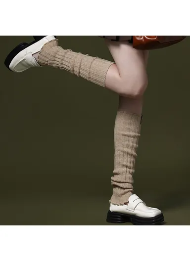 44cm Autumn Winter Knit Leg Warmers, Women's Thermal Leg Socks Boot Cover DWZ03 - Khaki