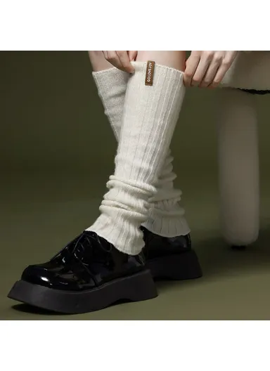 44cm Autumn Winter Knit Leg Warmers, Women's Thermal Leg Socks Boot Cover DWZ03 - Khaki