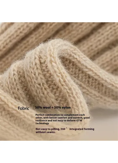 44cm Autumn Winter Knit Leg Warmers, Women's Thermal Leg Socks Boot Cover DWZ03 - Khaki