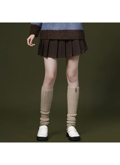 44cm Autumn Winter Knit Leg Warmers, Women's Thermal Leg Socks Boot Cover DWZ03 - Beige