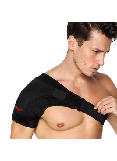 Recovery Shoulder Brace, Shoulder Stability Support, Adjustable Fit Sleeve Wrap Relief Shoulder Injuries and Tendonitis A-1697 - Black