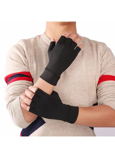 1-Pair Compression Gloves Half Finger Breathable Gloves for Arthritis, Swelling and Pain Relief, Relaxation &amp; Recovery of Hand, Wrist &amp; Joint A0048 - L