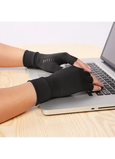 1-Pair Compression Gloves Half Finger Breathable Gloves for Arthritis, Swelling and Pain Relief, Relaxation &amp; Recovery of Hand, Wrist &amp; Joint A0048 - M
