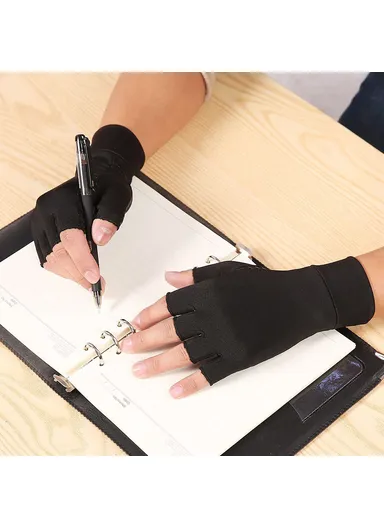 1-Pair Compression Gloves Half Finger Breathable Gloves for Arthritis, Swelling and Pain Relief, Relaxation &amp; Recovery of Hand, Wrist &amp; Joint A0048 - S