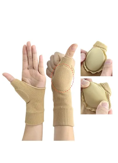 1 Pair Sports Wrist Guard Fitness Gloves Basketball Training Compression Gloves Size: S (L15.7 x W6.2 x T0.5)cm - Skin Color