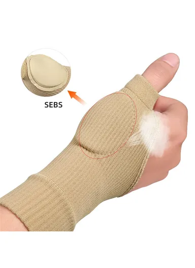 1 Pair Sports Wrist Guard Fitness Gloves Basketball Training Compression Gloves Size: S (L15.7 x W6.2 x T0.5)cm - Skin Color