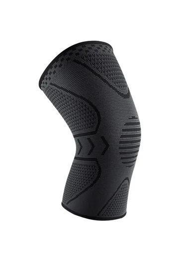 30cm Knee Brace Support, Anti-Slip Knee Compression Sleeve Wrap AB008 - Black &amp; Grey / L