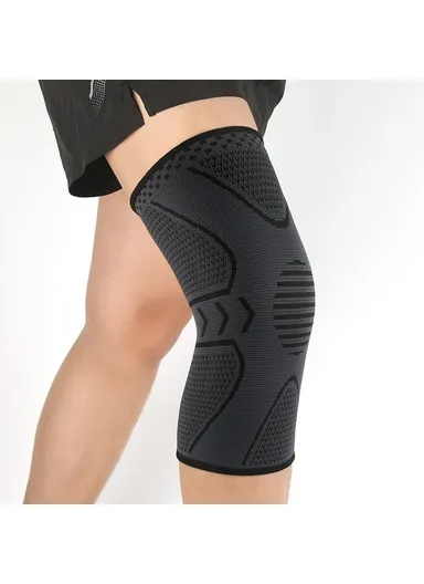 30cm Knee Brace Support, Anti-Slip Knee Compression Sleeve Wrap AB008 - Black &amp; Grey / M
