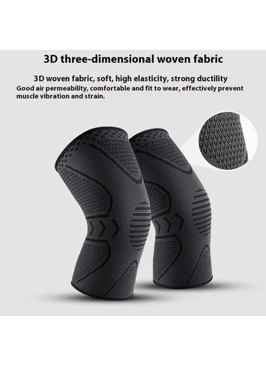 30cm Knee Brace Support, Anti-Slip Knee Compression Sleeve Wrap AB008 - Black &amp; Grey / M