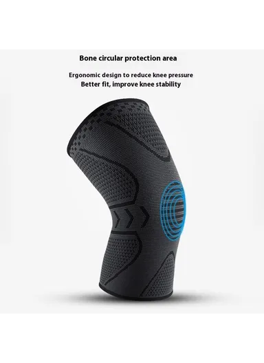 30cm Knee Brace Support, Anti-Slip Knee Compression Sleeve Wrap AB008 - Black &amp; Grey / M