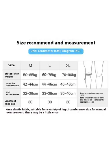 30cm Knee Brace Support, Anti-Slip Knee Compression Sleeve Wrap AB008 - Black &amp; Grey / M