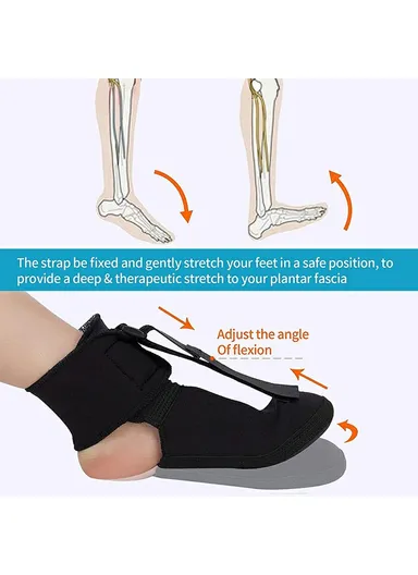 Foot Drop Correction Night Splint Socks, Foot Training Band Plantar Fasciitis Night Stretch Brace 021 (L25.8 x W13.5 x T0.15)cm - M / Above 40-44