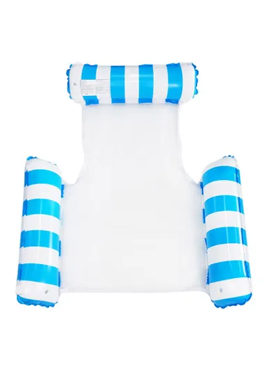 Adult Inflatable Pool Floats Water Hammock Pool, Rafts Lounge Chairs 3 Tube Stripe Design Floats (L130 x W122 x T0.2)cm - Baby Blue