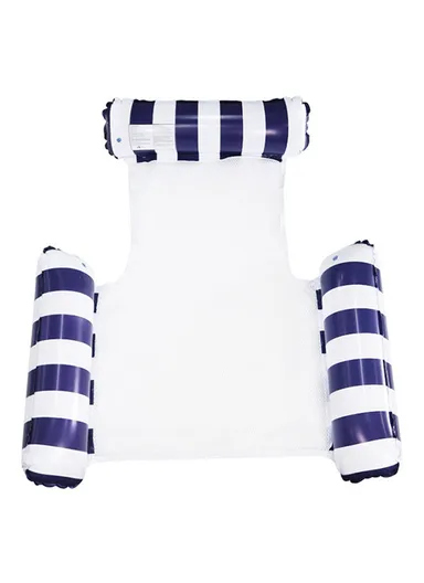 Adult Inflatable Pool Floats Water Hammock Pool, Rafts Lounge Chairs 3 Tube Stripe Design Floats (L130 x W122 x T0.2)cm - Dark Blue