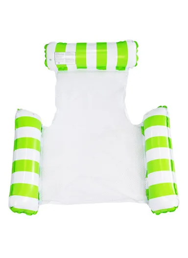 Adult Inflatable Pool Floats Water Hammock Pool, Rafts Lounge Chairs 3 Tube Stripe Design Floats (L130 x W122 x T0.2)cm - Green
