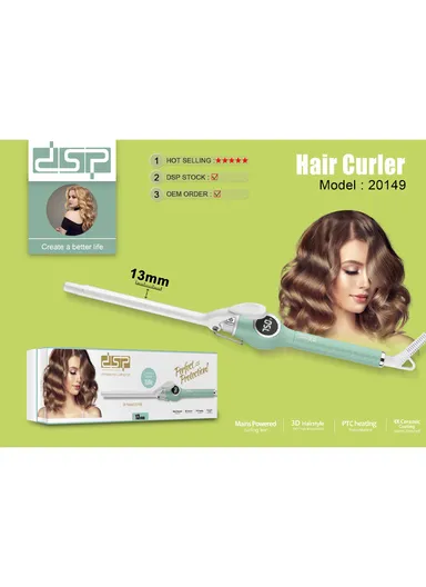 52W 13mm Profissional Ceramic Coating Hair Curler with 13mm Tube Diameter, LED Display &amp; 4 Temperature Settings 20149 - Blue