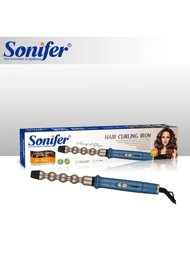 45W Hair Curling Wand Iron Calabash Shaped Professional Waves &amp; Big Curls with Tourmaline Ceramic Coating &amp; 2-Speed Adjustment SF-9663