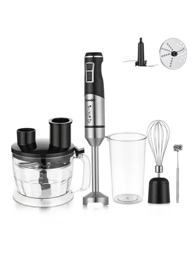 1200-1500W Multi-Functional Hand Blender with Chopper, Whisker, and Milk Frother Attachments SF-8156