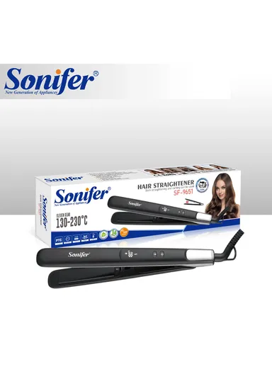 55W Hair Straightener with Digital Display, Adjustable Heat &amp; Swivel Cord SF-9651