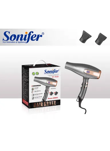 2000W Professional Hair Dryer with Adjustable Heat &amp; 2 Speed Settings, Hot/Cold Air Function, Anti-Skid Handle SF-9668