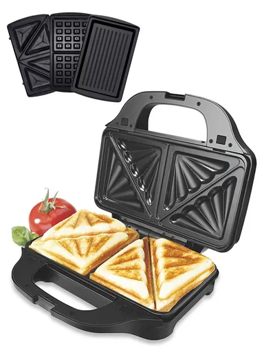 900W 3-in-1 Sandwich, Waffle &amp; Grill Maker with Removable Non-Stick Plates SF-6056