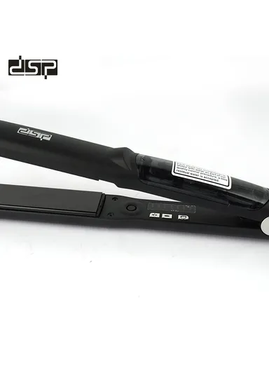 60W Professional Titanium Plate Hair Straightener with Steam Holes, Color Lights, 6 Temperature Settings &amp; LED Display 10255 - Black