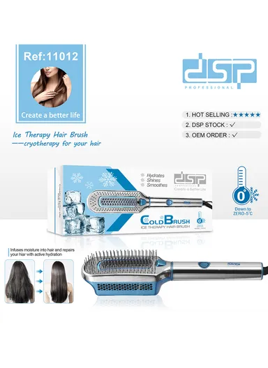 36W Professional Ice Therapy Hair Brush, Cold Brush with -5 Degree Temperature &amp; LED Display 11012- Blue