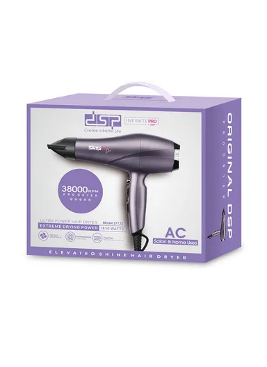1830W Hair Dryer With Air Nozzle, 3 Temperature Levels &amp; 2 Speeds 37132 - Purple