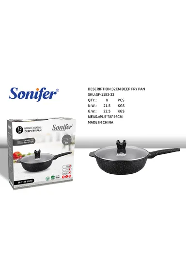 32cm 5.9L Granite Shallow Casserole Frying Pan with Lid Non-Stick Anti-Scratch, Fast Cooking Technology SF-1183