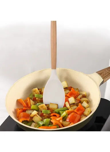 19-in-1 Kitchen Knife Set Include 11 PCS Silicone Cooking Utensils Set 5 PCS Sharp Stainless Steel Chef Knives Scissors, Cutting Board &amp; Storage Bucket - Beige