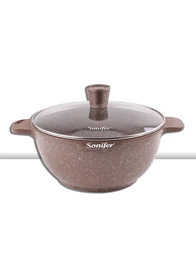 24cm 4.1L Wear-Resistant Non-Stick Granite Casserole SF-1122 (D24 x H12)cm - Coffee