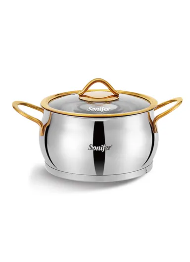 18cm 2.6L Stainless Steel Casserole Energy-Efficient, Glass Lid with Steam Vent SF-1157-18 