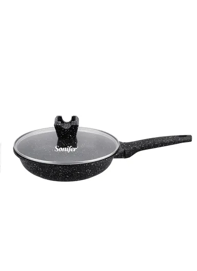 28cm 2.8L Granite Non-Stick Frying Pan Heat Distribution, Dishwasher Safe with Glass Lid SF-1178-28