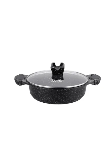 28cm 4.0L Granite Low Casserole Extra-Thick Base, Ceramic Nonstick Coating with Lid SF-1173-28
