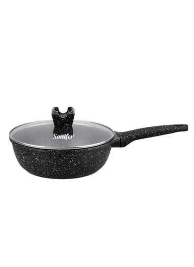 24cm 3.0L Granite Shallow Casserole Frying Pan with Lid Non-Stick Anti-Scratch, Fast Cooking Technology SF-1182