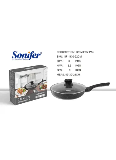 22CM 1.7L Wear-Resistant Non-Stick Granite Fry Pan with Lid SF-1130-20